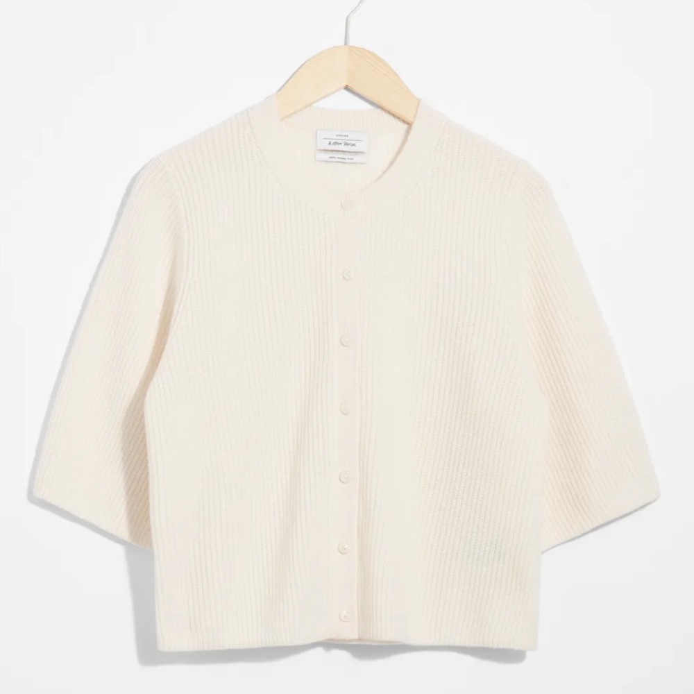 100% Merino Rib-Knit Cardigan